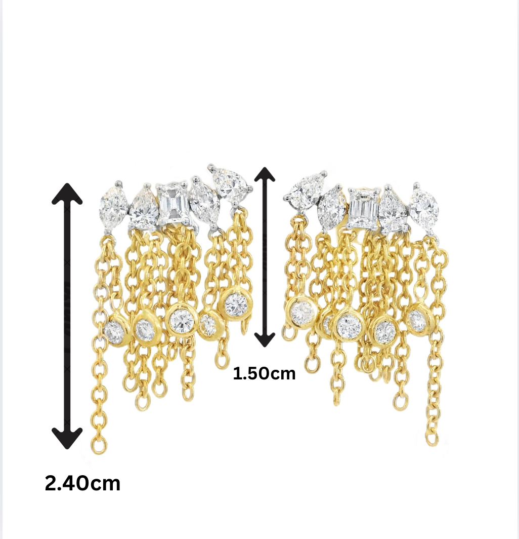 Multi-Shaped Diamond & Chains Earrings