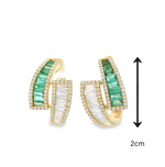 Load image into Gallery viewer, Diamond &amp; Emerald Statement Hoops
