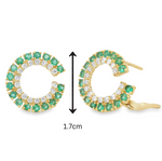 Load image into Gallery viewer, Emerald &amp; Diamonds Halo Hoops
