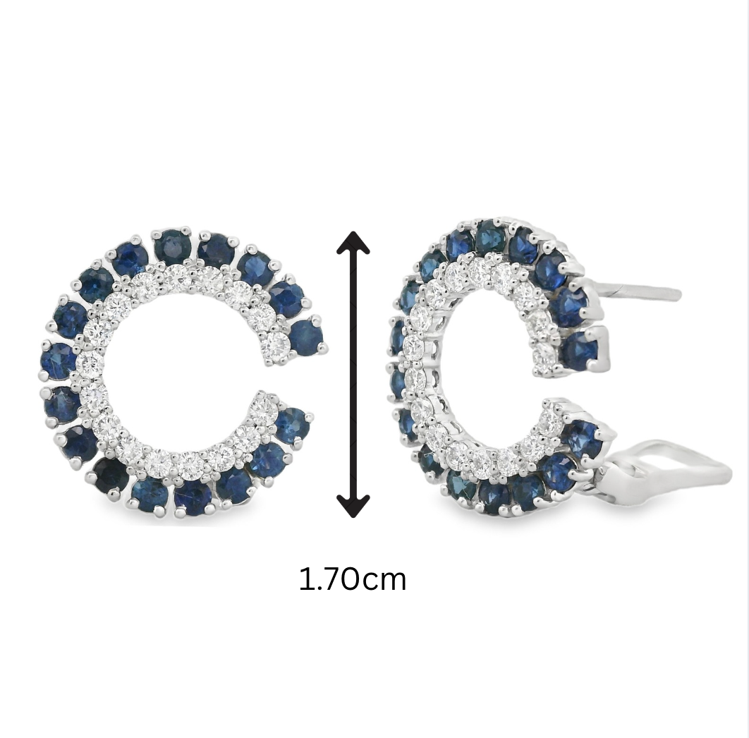 Sapphire & Diamond Halo Hoops