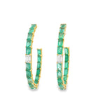 Load image into Gallery viewer, Emerald &amp; Diamond Baguette Hoops
