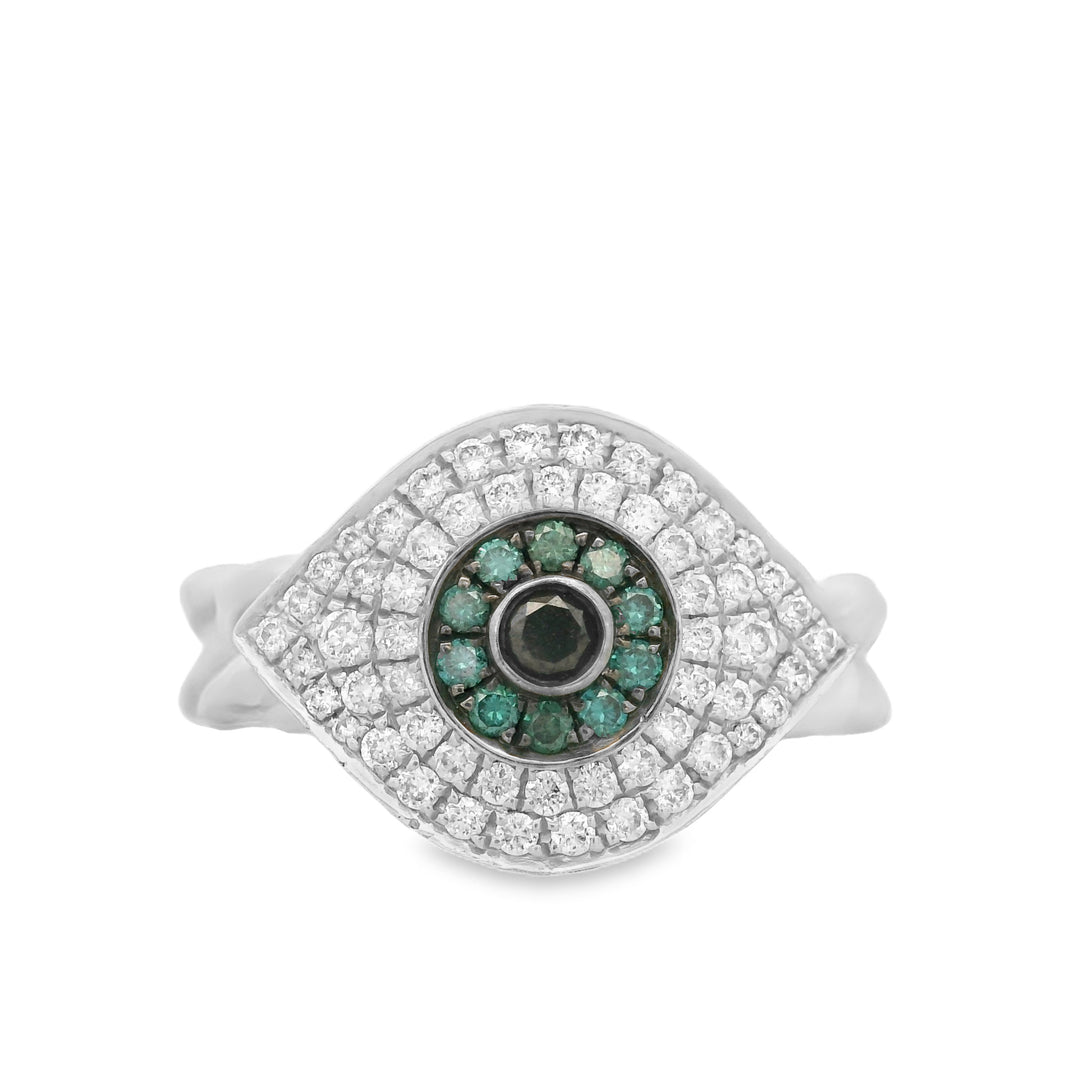 Green Diamond Eye Chain Ring