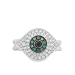 Load image into Gallery viewer, Green Diamond Eye Chain Ring
