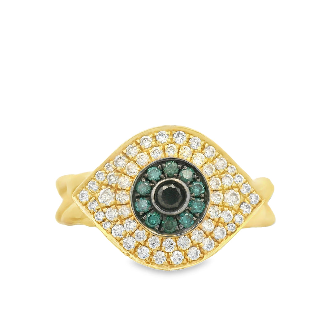 Green Diamond Eye Chain Ring