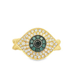 Load image into Gallery viewer, Green Diamond Eye Chain Ring
