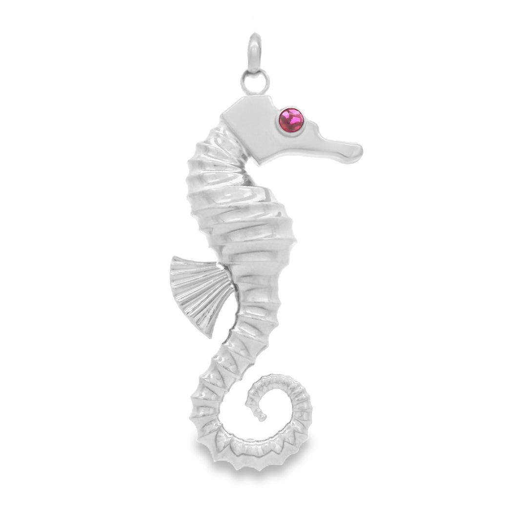 Ruby Sea Horse Pendant