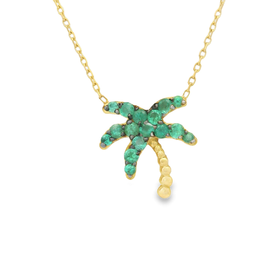 Palm Tree Emerald Necklace