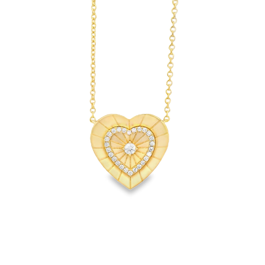 Gold-Brushed Radiant Heart Necklace