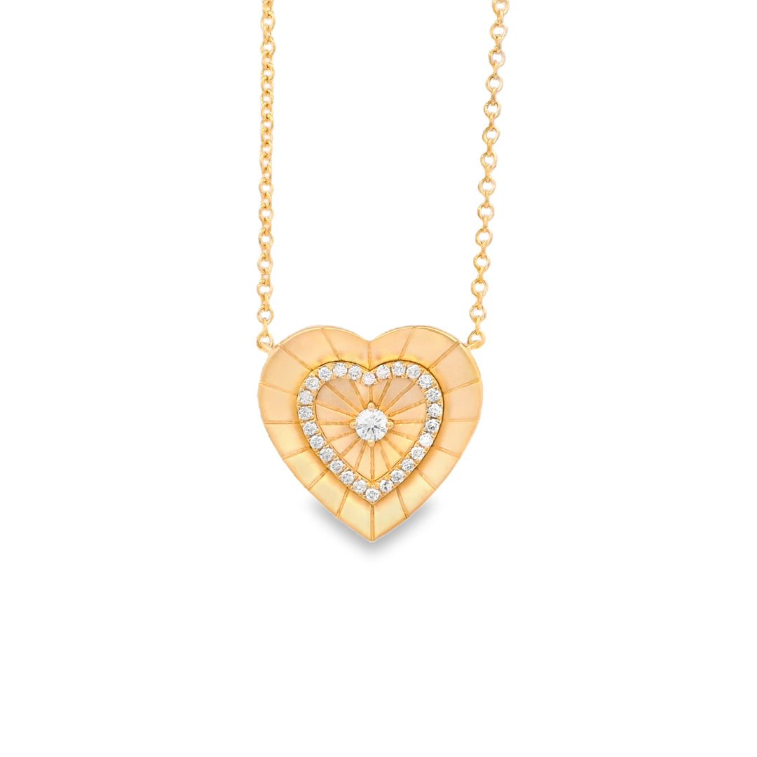 Gold-Brushed Radiant Heart Necklace