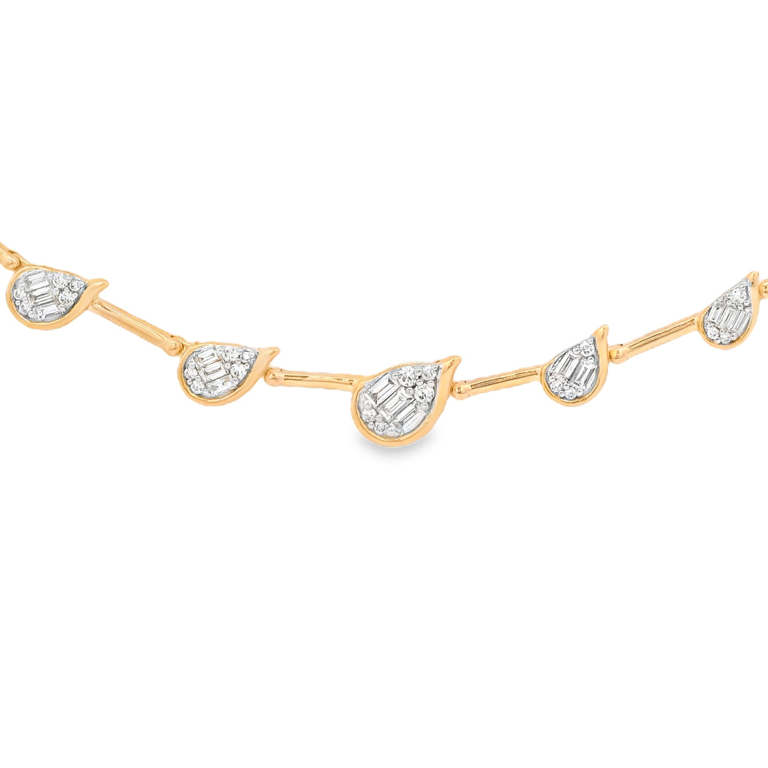 Semi-Bezel Pear Illusion Necklace