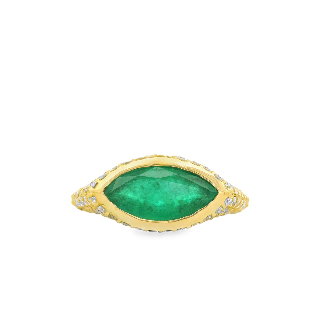 East-West Emerald Pinky Ring