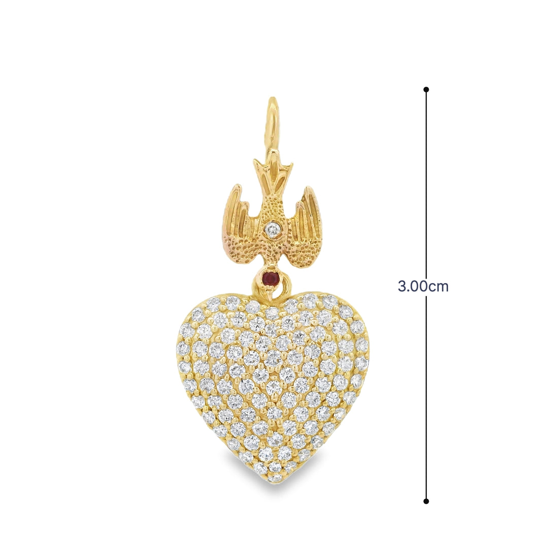 Dove & Diamond Heart Pendant