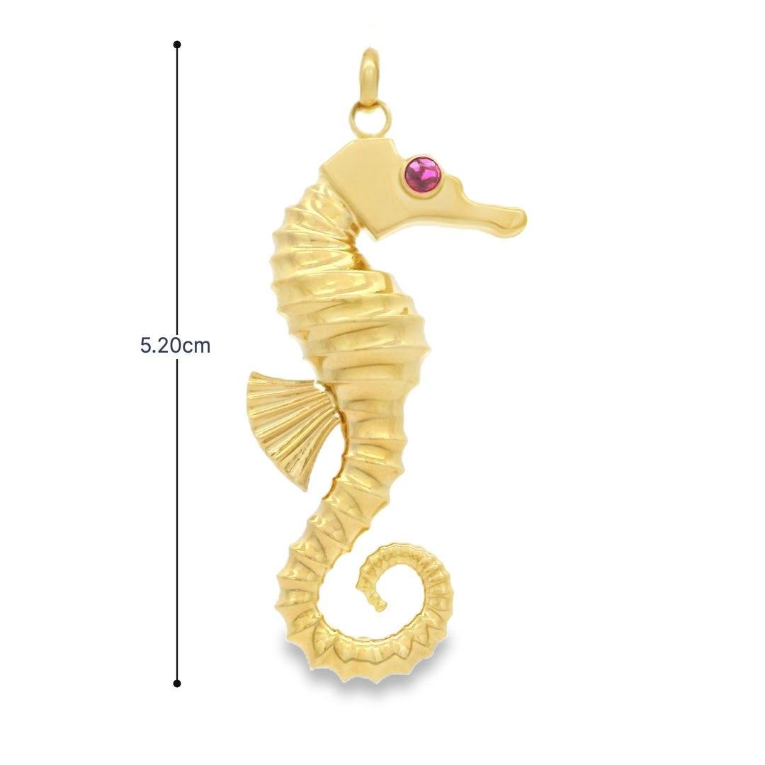 Ruby Sea Horse Pendant