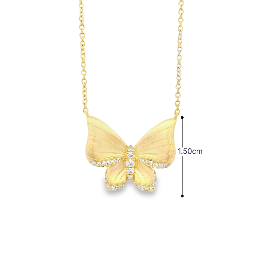 Gold-Brushed Butterfly Necklace