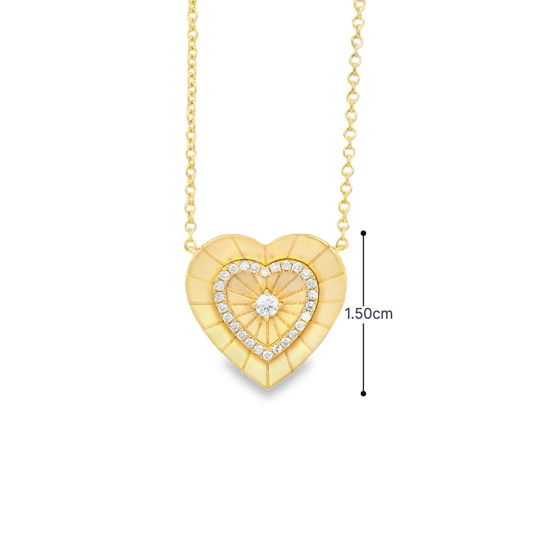Gold-Brushed Radiant Heart Necklace