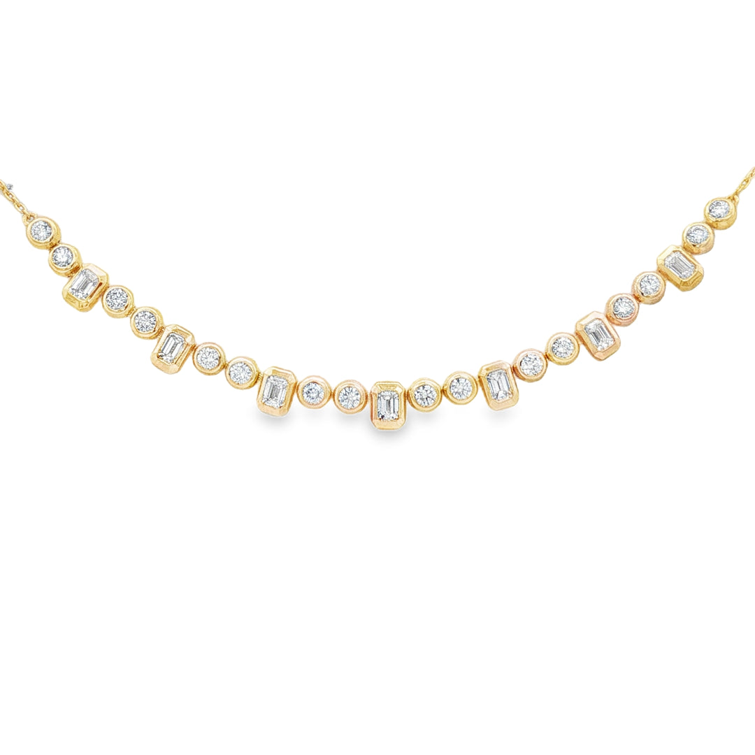 Mixed Cut Bezel Line Necklace
