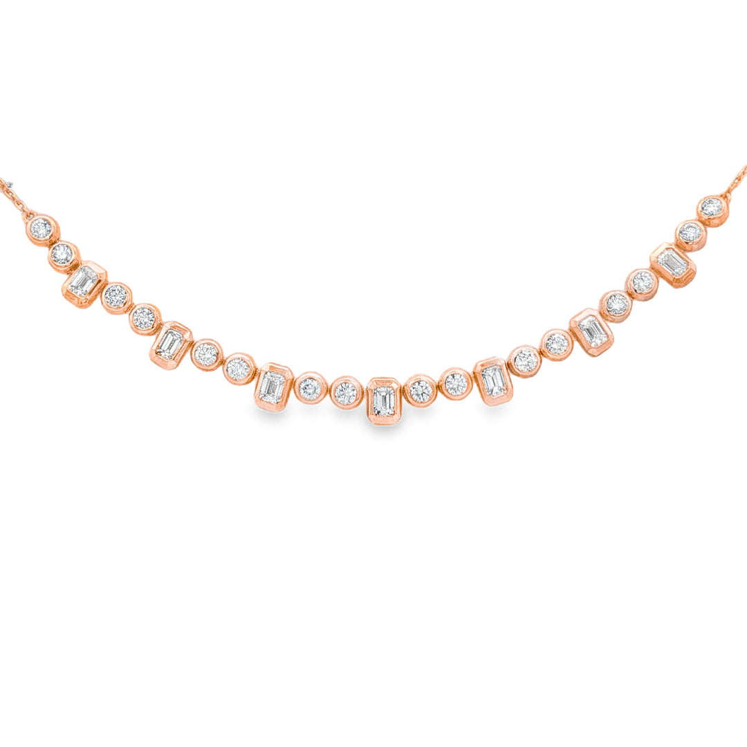 Mixed Cut Bezel Line Necklace