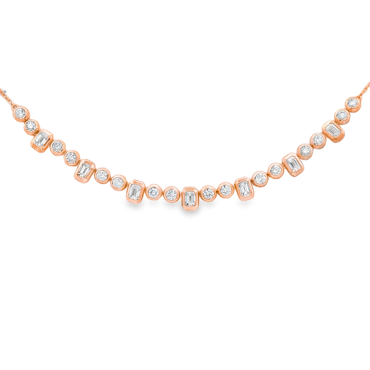 Mixed cut bezel line necklace