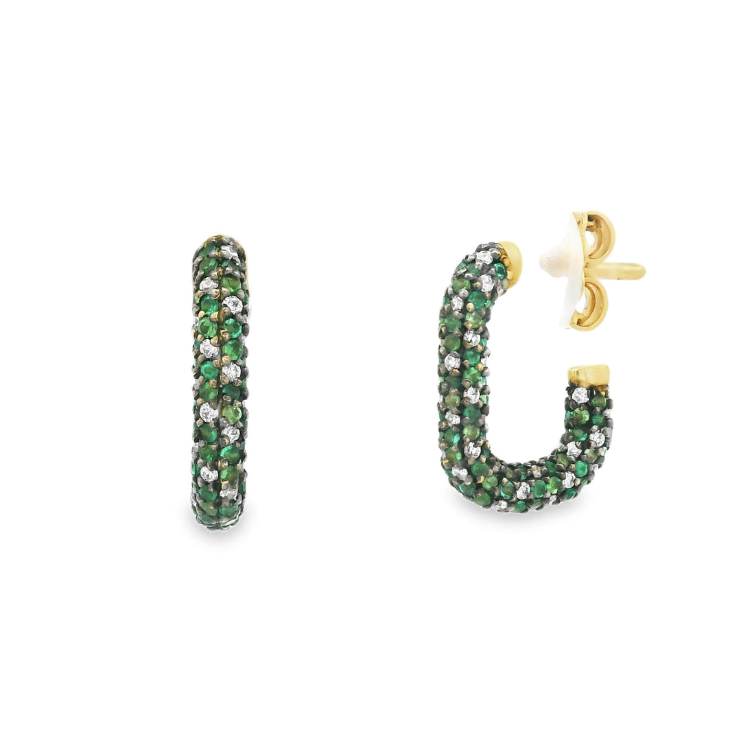 Emerald Confetti Tube Hoops (Small Model)