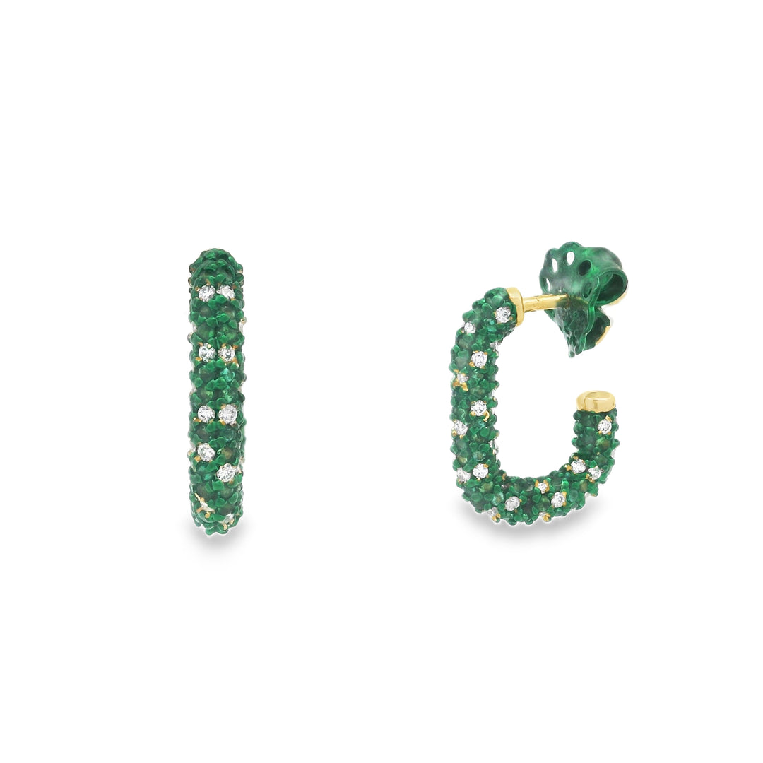 Emerald Confetti Tube Hoops (Small Model)