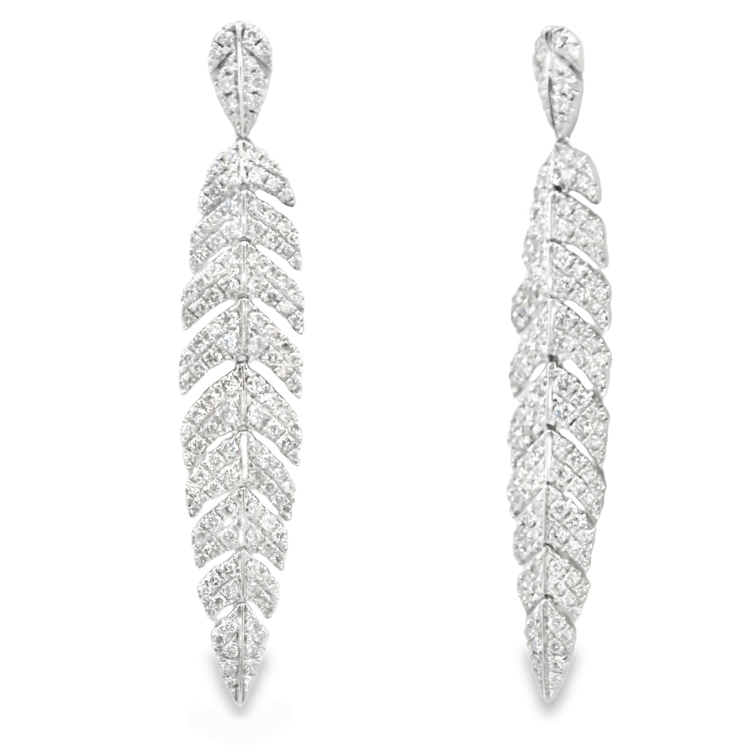Full-Diamond Feather Stroke Earrings