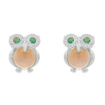 Load image into Gallery viewer, Rose-Quartz Owl Earrings
