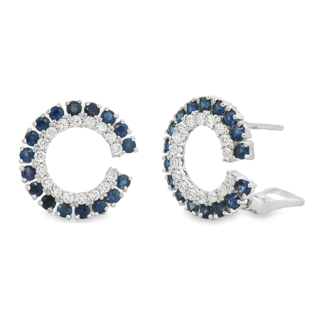Sapphire & Diamond Halo Hoops