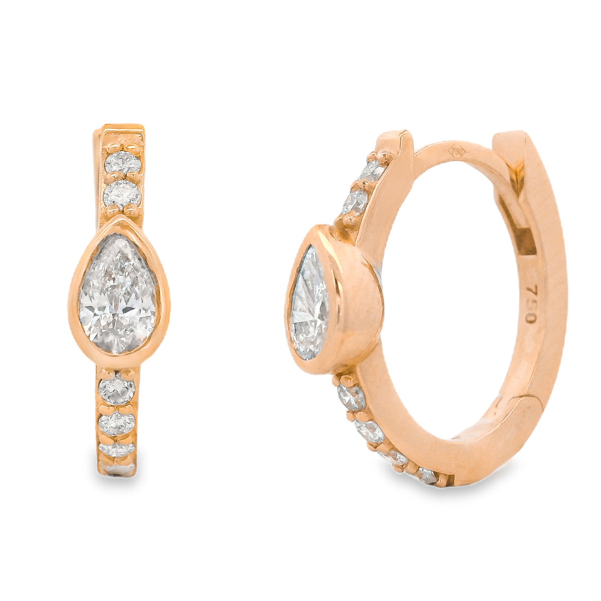 Bezel pear diamond earrings