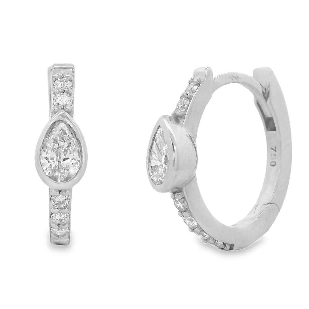 Bezel Pear Diamond Earrings