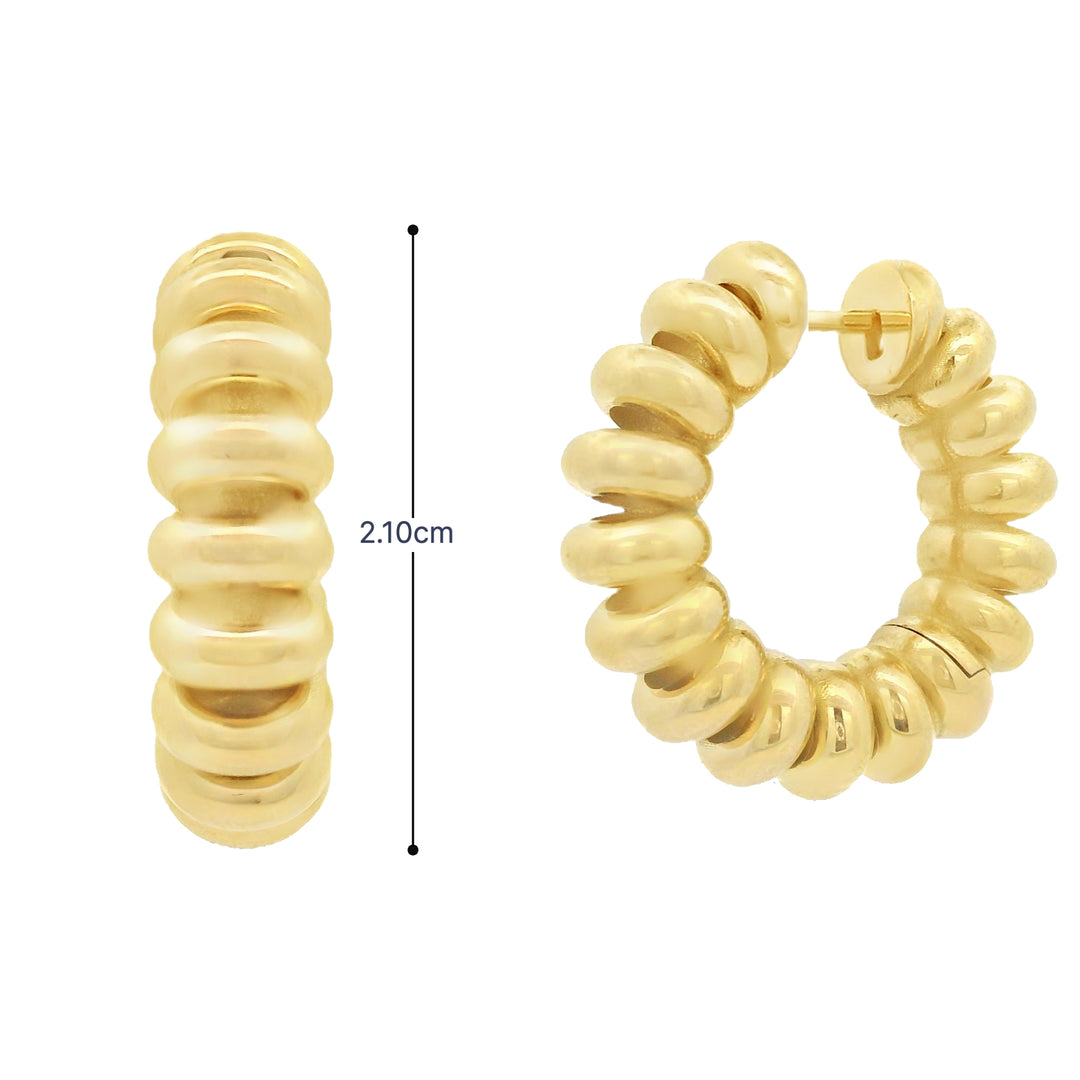 Ribbed Gold Hoops
