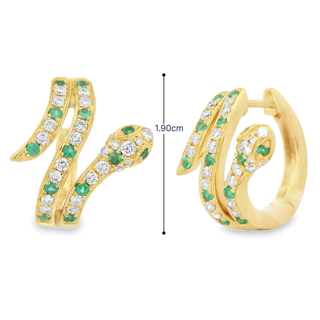 Emerald & Diamond Snake Hoops