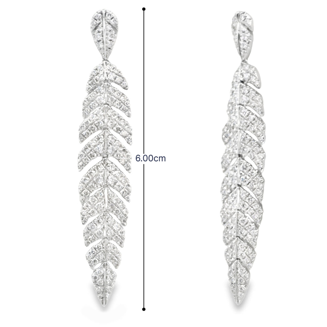Full-Diamond Feather Stroke Earrings
