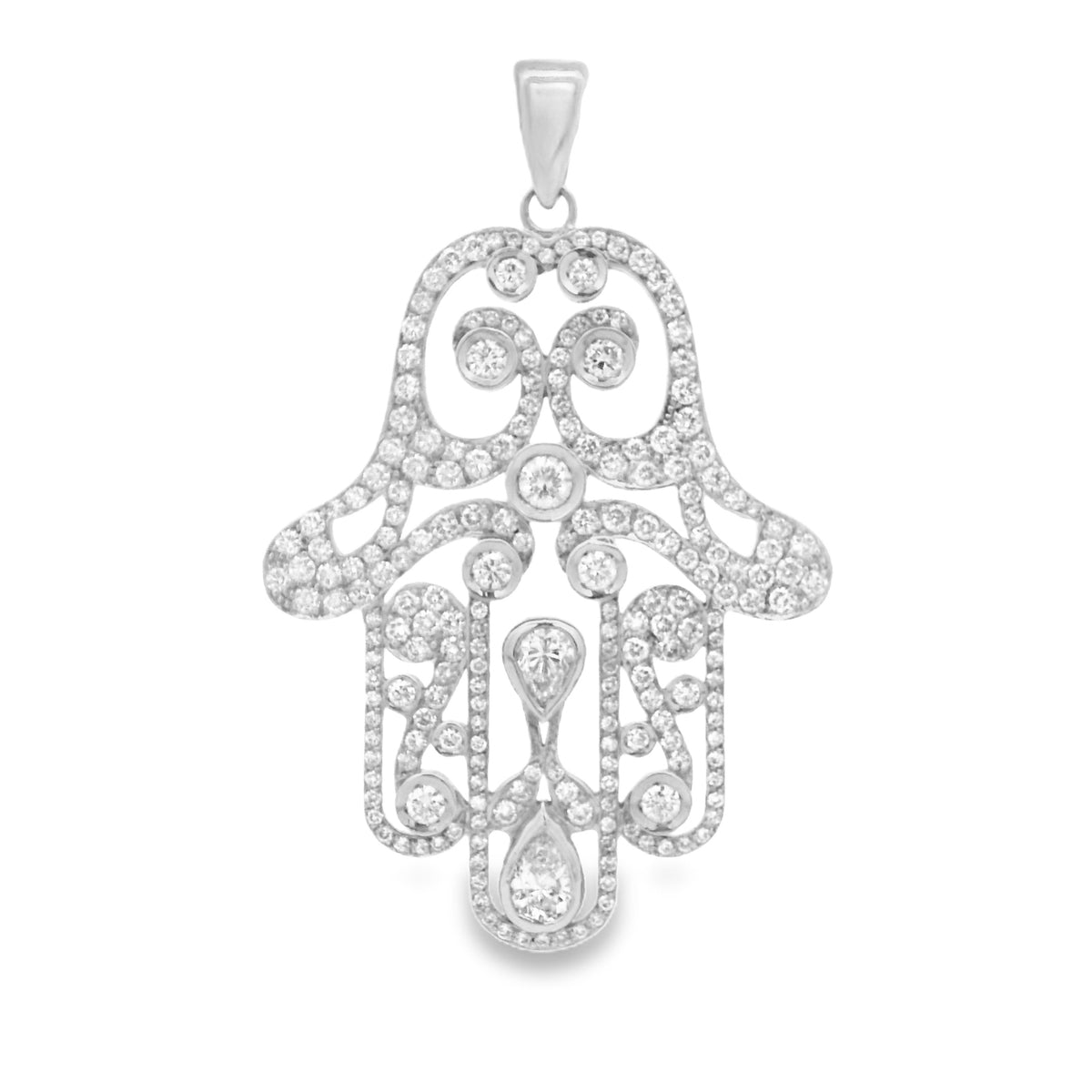 Diamond hamsa pendant