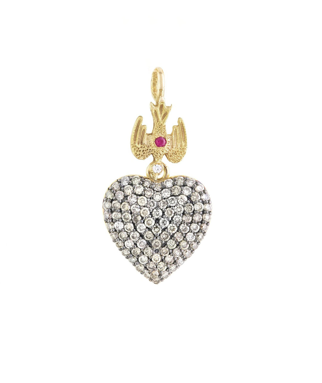 Dove & Brown Diamond Heart Pendant
