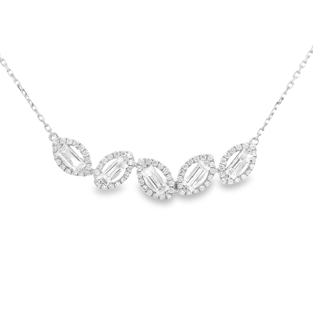 Baguette Diamonds Halo Necklace