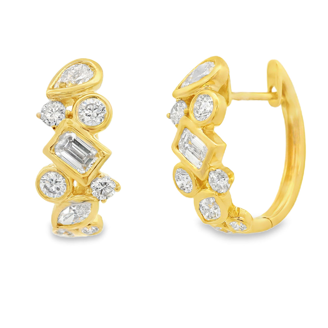 Diamond Bezel Cluster Hoops