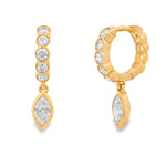Load image into Gallery viewer, Bezel Marquise Huggies
