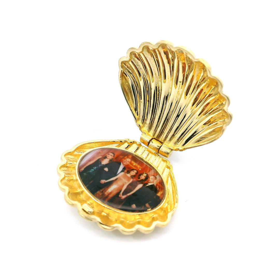 Gold Seashell Photo Locket