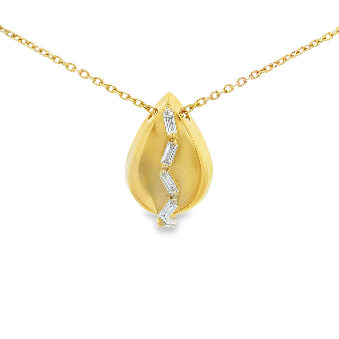 Gold Teardrop Baguette Pendant