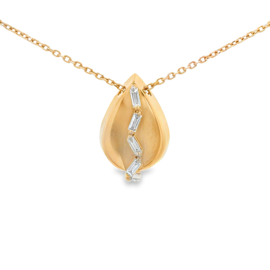 Gold Teardrop Baguette Pendant