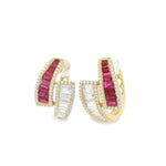 Load image into Gallery viewer, Diamond &amp; Ruby Statement Hoops
