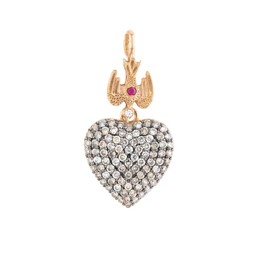 Dove & Brown Diamond Heart Pendant