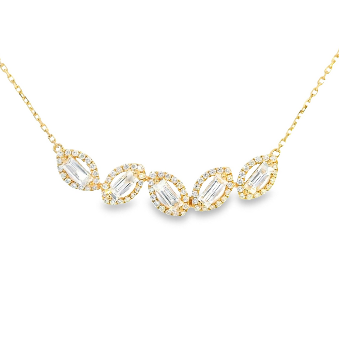 Baguette Diamonds Halo Necklace