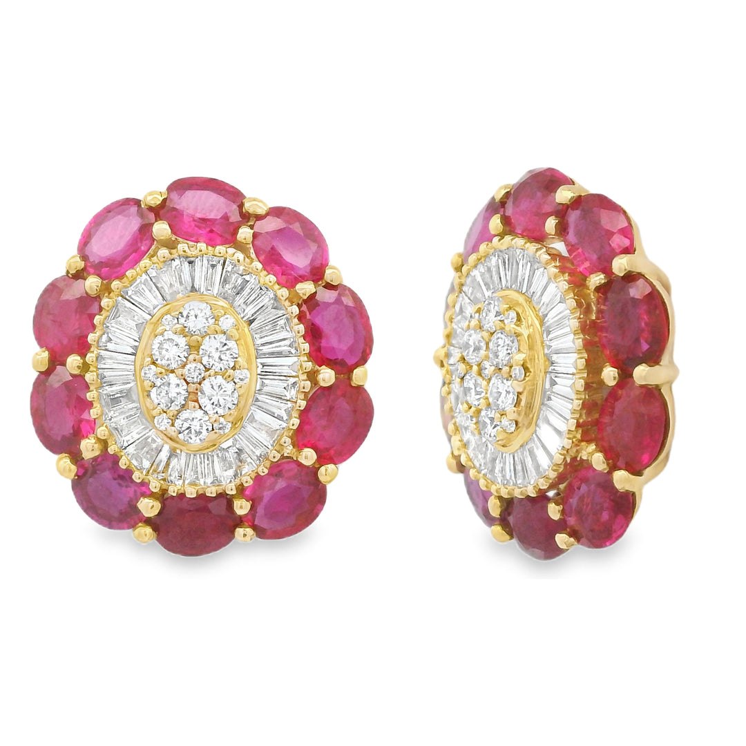 Oval Rubies Diamond Earrings