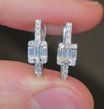 Load and play video in Gallery viewer, Classic Baguette &amp; Round Diamond Hoops
