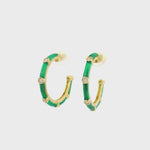 Load and play video in Gallery viewer, Enamel &amp; Diamonds Pattern Hoops
