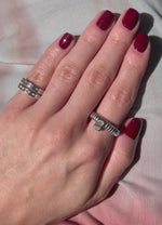 Load and play video in Gallery viewer, Emerald Cut Ribbed Ring
