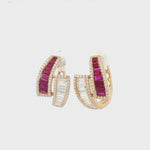 Load and play video in Gallery viewer, Diamond &amp; Ruby Statement Hoops
