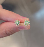 Load and play video in Gallery viewer, Diamond &amp; Emerald Sun Earrings, Small size
