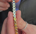 Load and play video in Gallery viewer, Hexagon-Shape Sapphire Rainbow Tennis Bracelet
